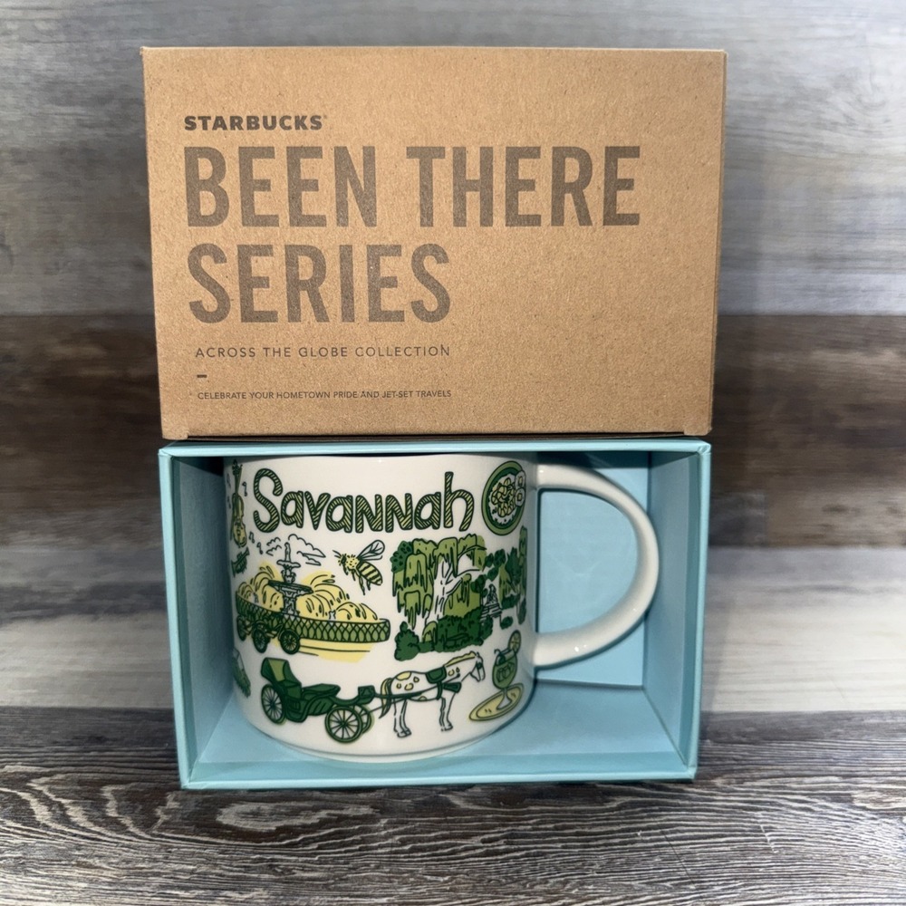 Starbucks Been There Series Mug Savannah Georgia 14 oz Ceramic White Green